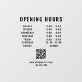 Autocollant Pour Fenêtre Code QR minimaliste heures d'ouverture d'entrepris (Feuille)