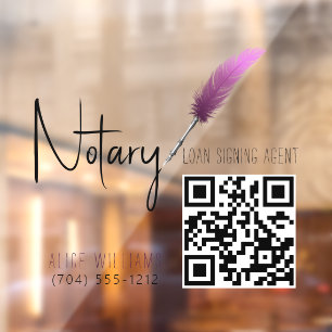 Autocollant Pour Fenêtre Code QR Minimaliste Rose et Blanc Notaire