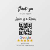 Autocollant Pour Fenêtre Code QR noir de Google Avis sur mon entreprise (Feuille)