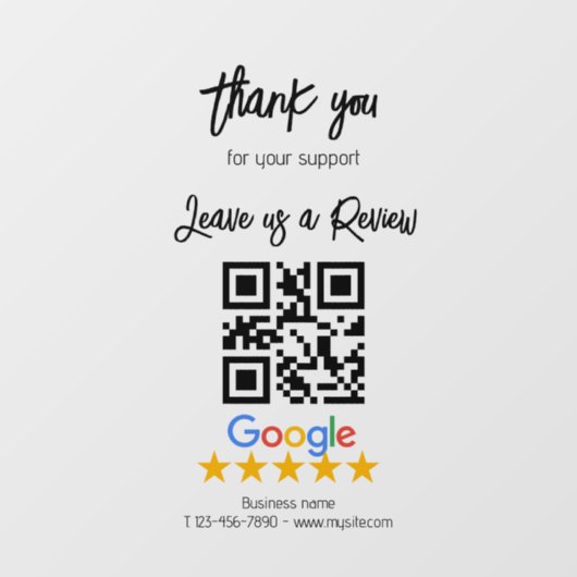 Autocollant Pour Fenêtre Code QR noir de Google Avis sur mon entreprise (Feuille)