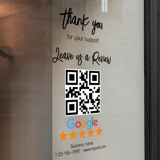Autocollant Pour Fenêtre Code QR noir de Google Avis sur mon entreprise