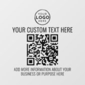 Autocollant Pour Fenêtre Code QR noir et blanc avec logo d'entreprise perso (Feuille)