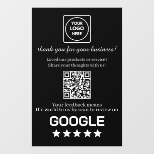 Autocollant Pour Fenêtre Code QR noir personnalisé Affichage des avis Goo