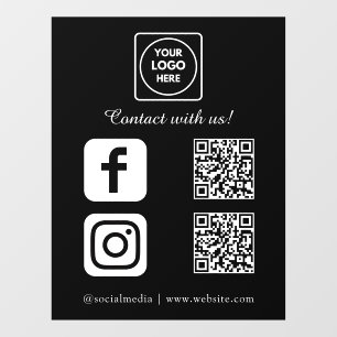 Autocollant Pour Fenêtre Code QR noir personnalisé Affichage Instagram Fa