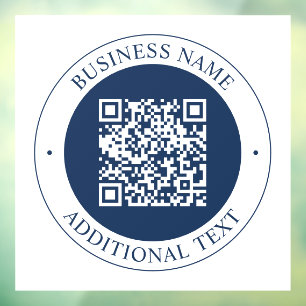 Autocollant Pour Fenêtre Code QR personnalisable & Texte Bleu marine fonc