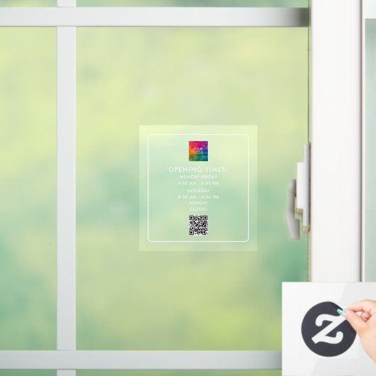 Autocollant Pour Fenêtre Code QR personnalisé Heures d'ouverture de l'entre (Maison)