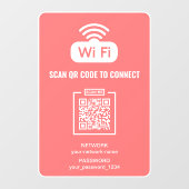 Autocollant Pour Fenêtre Code QR personnalisé Mot de passe WIFI gratuit ros (Feuille)