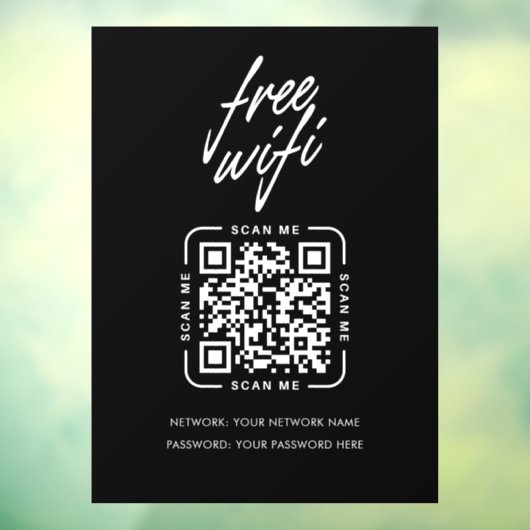 Autocollant Pour Fenêtre Code QR Réseau Wifi Noir Entreprise Moderne (Feuille 3)