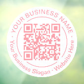 Autocollant Pour Fenêtre Code QR rond moderne nom d'entreprise rose pêche (Feuille 3)