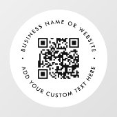 Autocollant Pour Fenêtre Code QR | Rond scannable blanc minimal entreprise (Feuille)