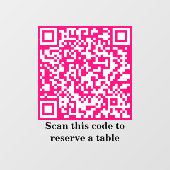 Autocollant Pour Fenêtre Code QR rose chaud | Réservation de table | (Feuille)