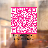 Autocollant Pour Fenêtre Code QR rose chaud | Réservation de table | (Feuille 2)