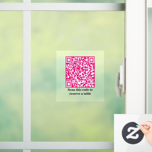 Autocollant Pour Fenêtre Code QR rose chaud | Réservation de table | (Maison)
