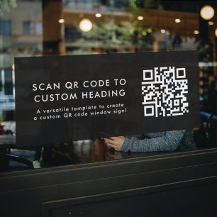 Autocollant Pour Fenêtre Code QR Scan Me Modern Design Black Promotionnel