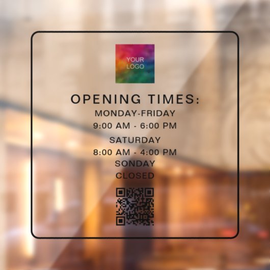 Autocollant Pour Fenêtre Code QR scannable Heures d'ouverture de l'entrepri (Feuille 2)