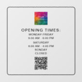 Autocollant Pour Fenêtre Code QR scannable Heures d'ouverture de l'entrepri (Feuille)