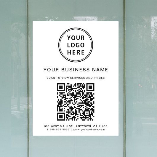 Autocollant Pour Fenêtre Code QR simple logo d'entreprise blanc