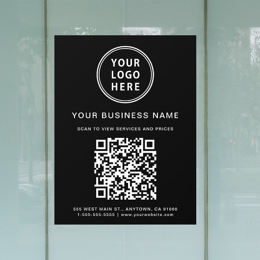 Autocollant Pour Fenêtre Code QR simple logo d'entreprise noir
