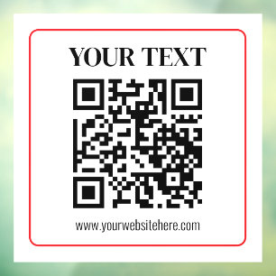 Autocollant Pour Fenêtre Code QR simple noir et blanc avec bordure rouge