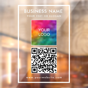 Autocollant Pour Fenêtre Code QR Texte de Logo d'Entreprise Moderne Élégant