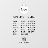 Autocollant Pour Fenêtre Code QR texte de logo simple Heures d'ouverture d' (Feuille)