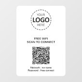 Autocollant Pour Fenêtre Code QR WIFI et logo Signal de fenêtre (Feuille)