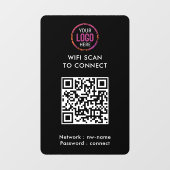 Autocollant Pour Fenêtre Code QR Wifi | Logo d'entreprise noir Scannez pour (Feuille)