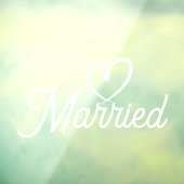 Autocollant Pour Fenêtre Coeur blanc juste marié (Feuille 3)