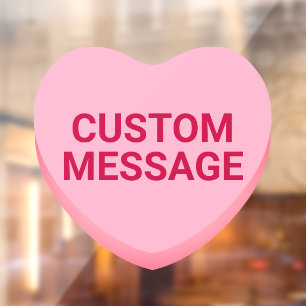Autocollant Pour Fenêtre Coeur de conversation de message personnalisé rose