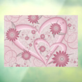 Autocollant Pour Fenêtre Coeurs et fleurs Abstraits roses Aimer l'art fract (Feuille 3)