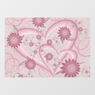 Autocollant Pour Fenêtre Coeurs et fleurs Abstraits roses Aimer l'art fract