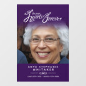 Autocollant Pour Fenêtre Coeurs pour toujours funéraire mémorial violet (Feuille)