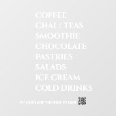 Autocollant Pour Fenêtre Coffee Chai Tea Salads Bakery Menu Window Decal (Feuille)