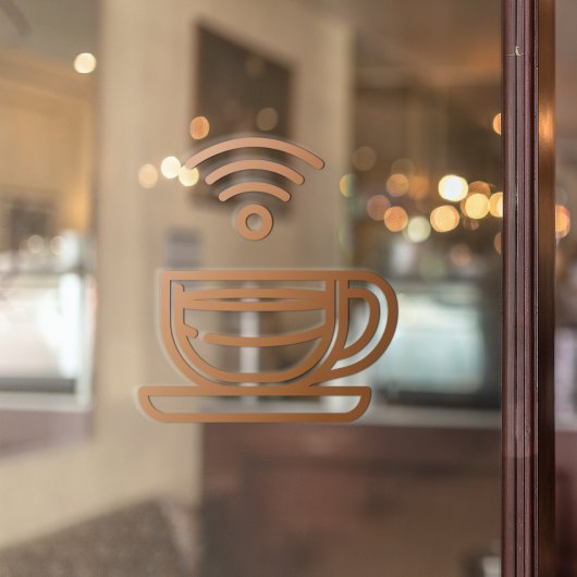 Autocollant Pour Fenêtre Coffee Shop WIFI Network Mot de passe Brown