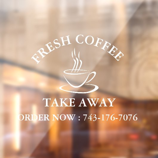 Autocollant Pour Fenêtre Coffee Take Away Commande Custom Window Cling (Feuille 2)