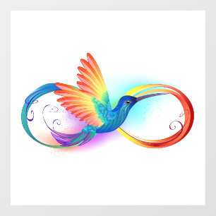 Autocollant Pour Fenêtre Colibri arc-en-ciel avec symbole d'infini
