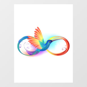 Autocollant Pour Fenêtre Colibri arc-en-ciel avec symbole Infinity