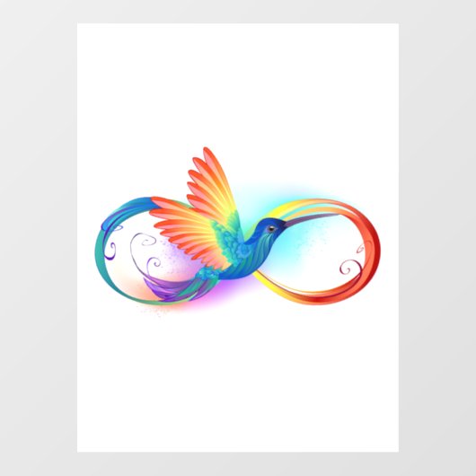 Autocollant Pour Fenêtre Colibri arc-en-ciel avec symbole Infinity (Feuille)