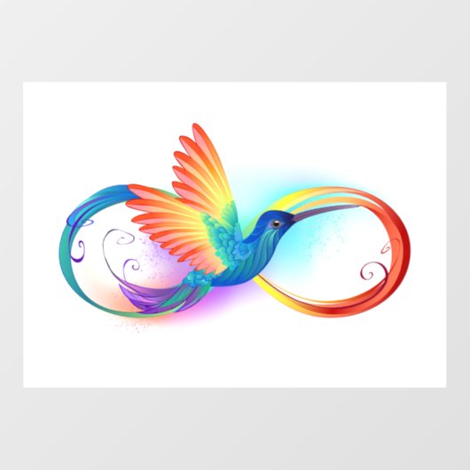 Autocollant Pour Fenêtre Colibri arc-en-ciel avec symbole Infinity (Feuille)