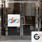 Autocollant Pour Fenêtre Colibri arc-en-ciel avec symbole Infinity (Porte de bureau)