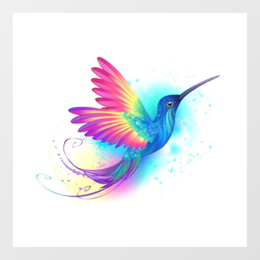 Autocollant Pour Fenêtre Colibri arc-en-ciel exotique (Feuille)