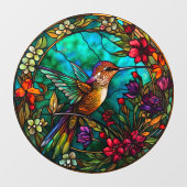 Autocollant Pour Fenêtre Colibri dans les fleurs Faux Sardé (Feuille)