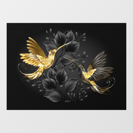 Autocollant Pour Fenêtre Colibri noir et or (Feuille)