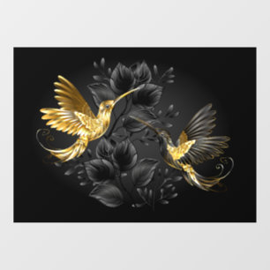 Autocollant Pour Fenêtre Colibri noir et or