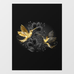 Autocollant Pour Fenêtre Colibri noir et or