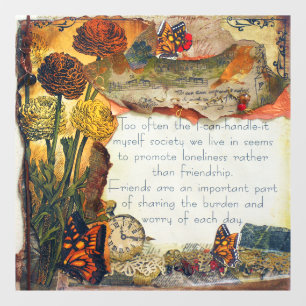 Autocollant Pour Fenêtre Collage mixte papillons fleurs Amitié