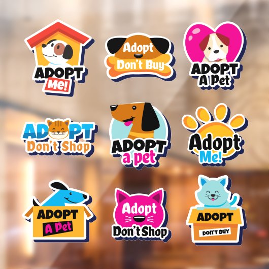 Autocollant Pour Fenêtre Collection Adoptez un chat pour animaux de compagn (Feuille 2)