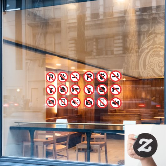 Autocollant Pour Fenêtre Collection d'objets utilitaires interdits à la dev (Fenêtre de café)