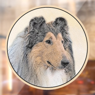 Autocollant Pour Fenêtre Collie (Rough) Peinture - Cute Original Chien Art