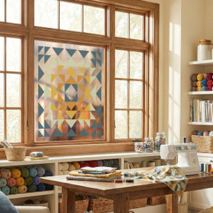 Autocollant Pour Fenêtre Coloré moderne bloc de courtepointe géométrique Te